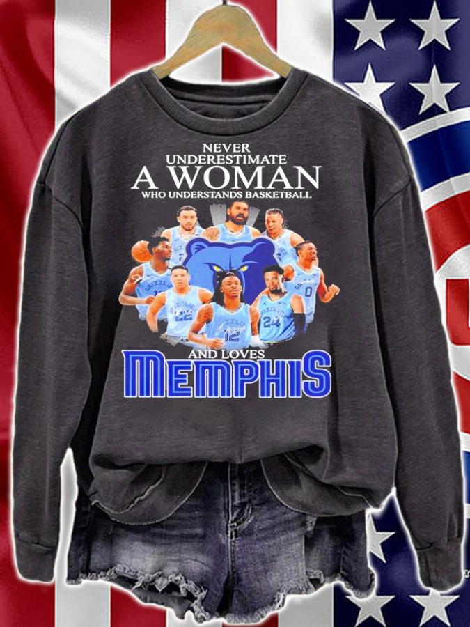 Never underestimate a woman who understands basketball and loves Memphis Grizzlies shirt t-shirt sweatshirt