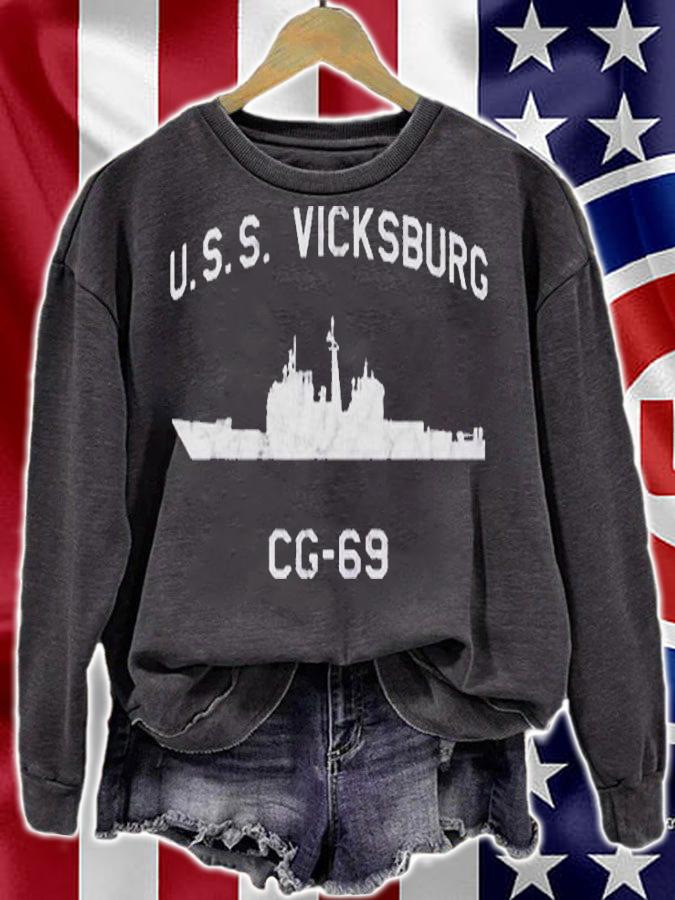 Uss Vicksburg Cg-69 Ship Waterline Profile T-Shirt t-shirt