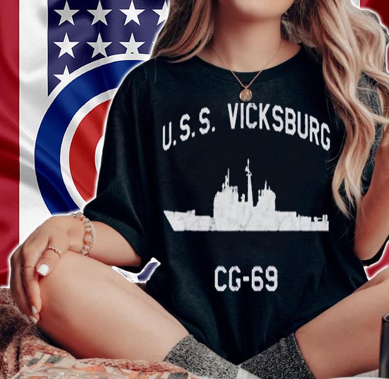 Uss Vicksburg Cg-69 Ship Waterline Profile T-Shirt t-shirt