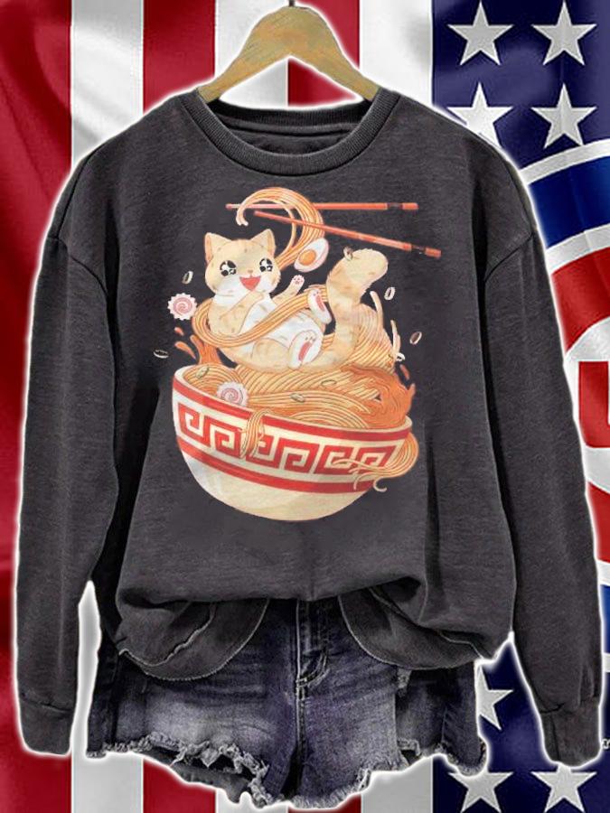 Ramen Cat Tshirt Kawaii Anime Tee Japanese Gift Shirt t-shirt sweatshirt
