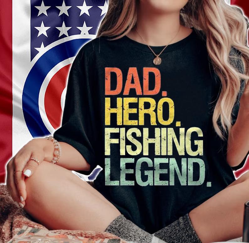 Fishing Dad Hero Vintage Retro Shirt t-shirt