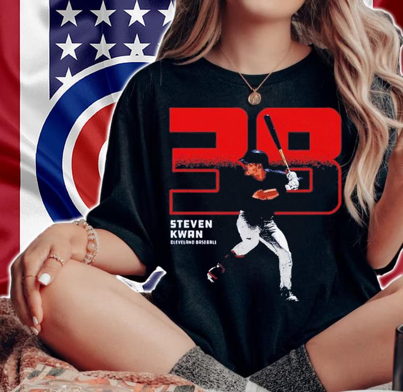 Steven Kwan Cleveland Outline Baseball Shirt t-shirt woman shirt