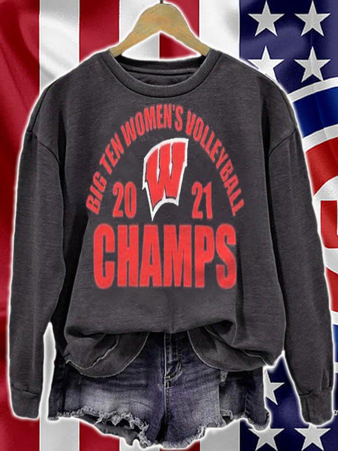 Wisconsin Badgers 2021 Big Ten Women's Volleyball Champions T-shirt t-shirt sweatshirt