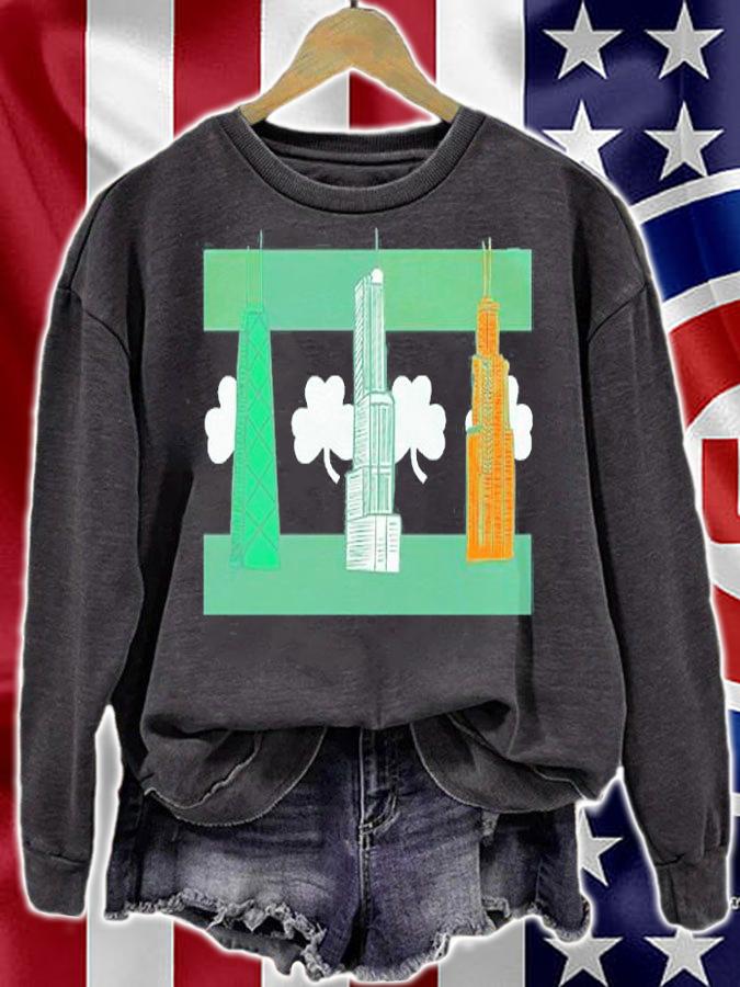 Chicago Shamrock Skyline II St Patrick's Day T-Shirt sweatshirt