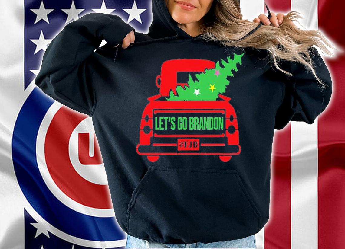 Red Truck With Xmas Tree Funny Let's Go Brandon Christmas T-Shirt