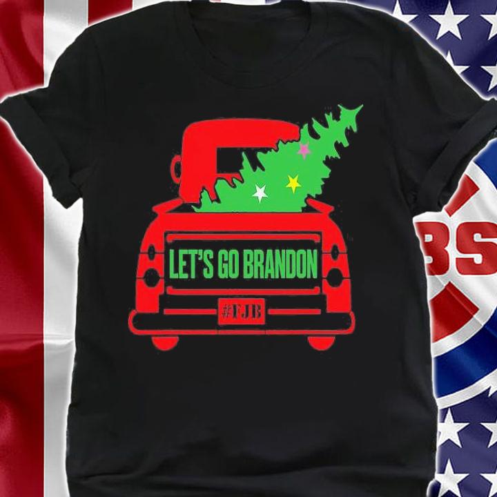 Red Truck With Xmas Tree Funny Let's Go Brandon Christmas T-Shirt
