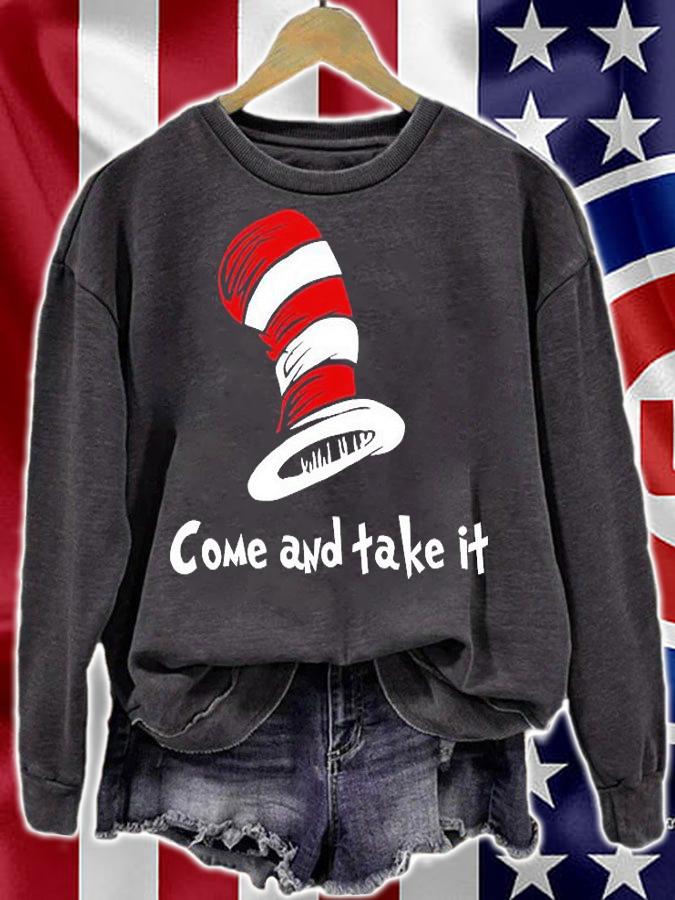 Come And take It Cat In The Hat Funny Tie-Dye T-Shirt