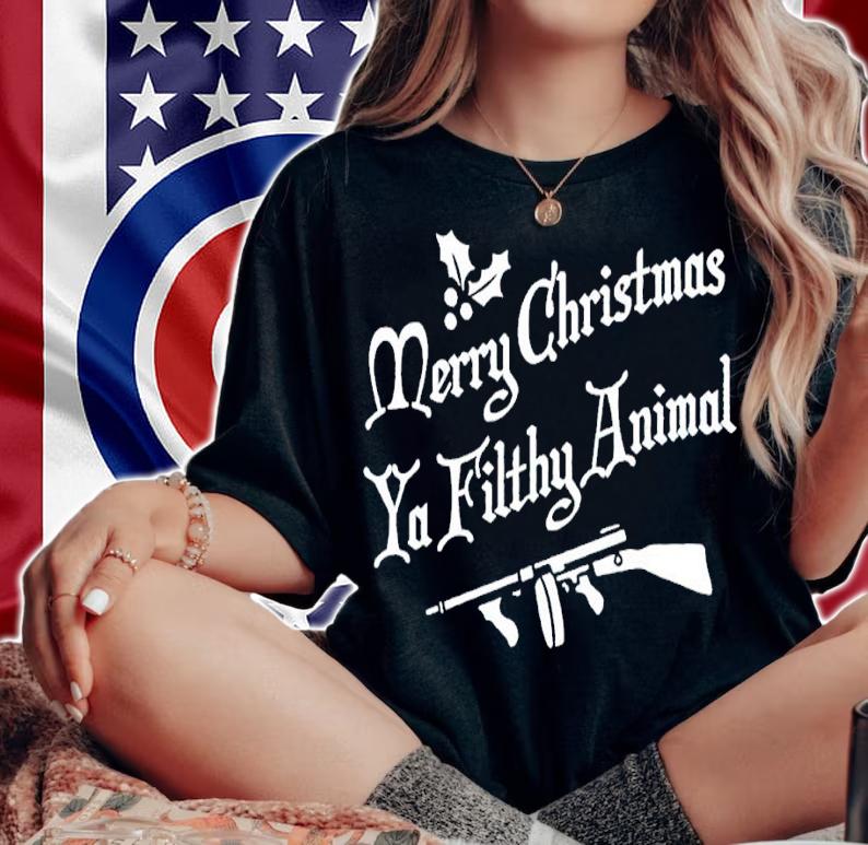 Gun Merry Christmas Ya Filthy Animal Shirt