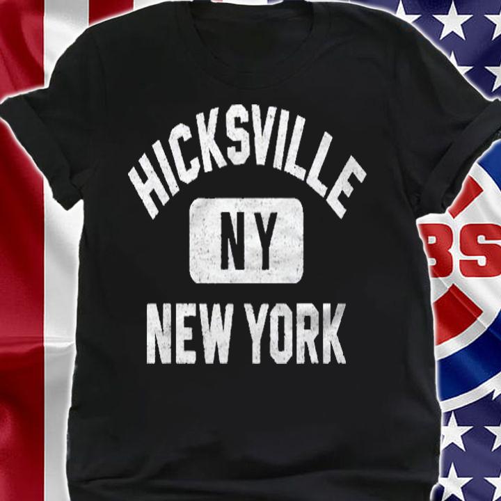 Hicksville Ny New York Pink Distress White Print Shirt