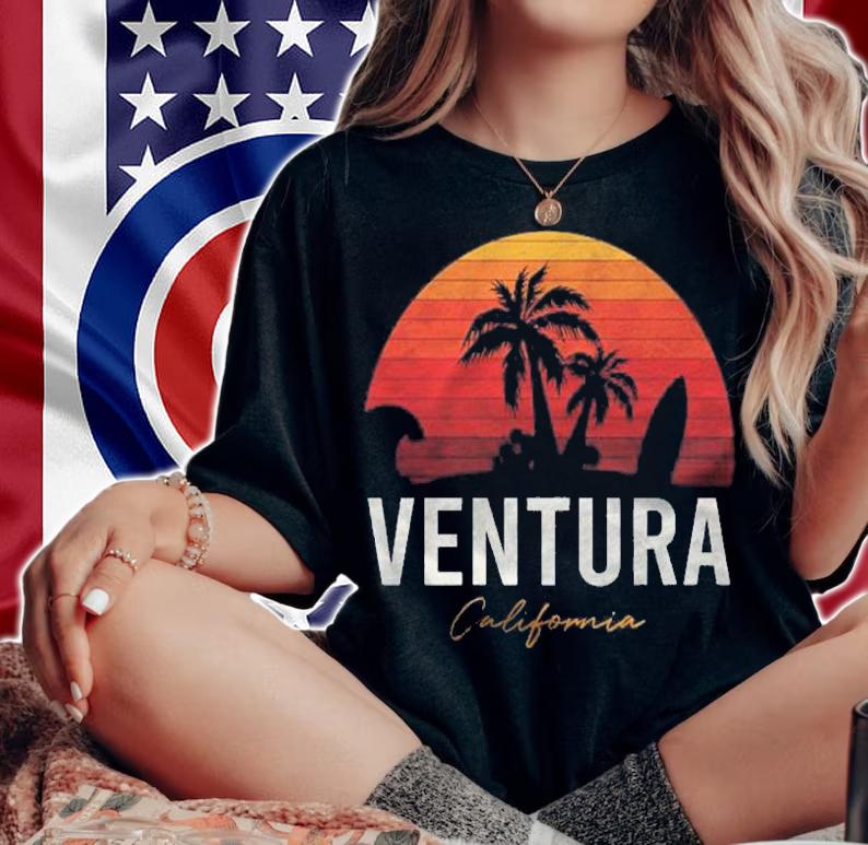 Ventura Beach California Palms Vacation Surf Sundown Shirt woman shirt