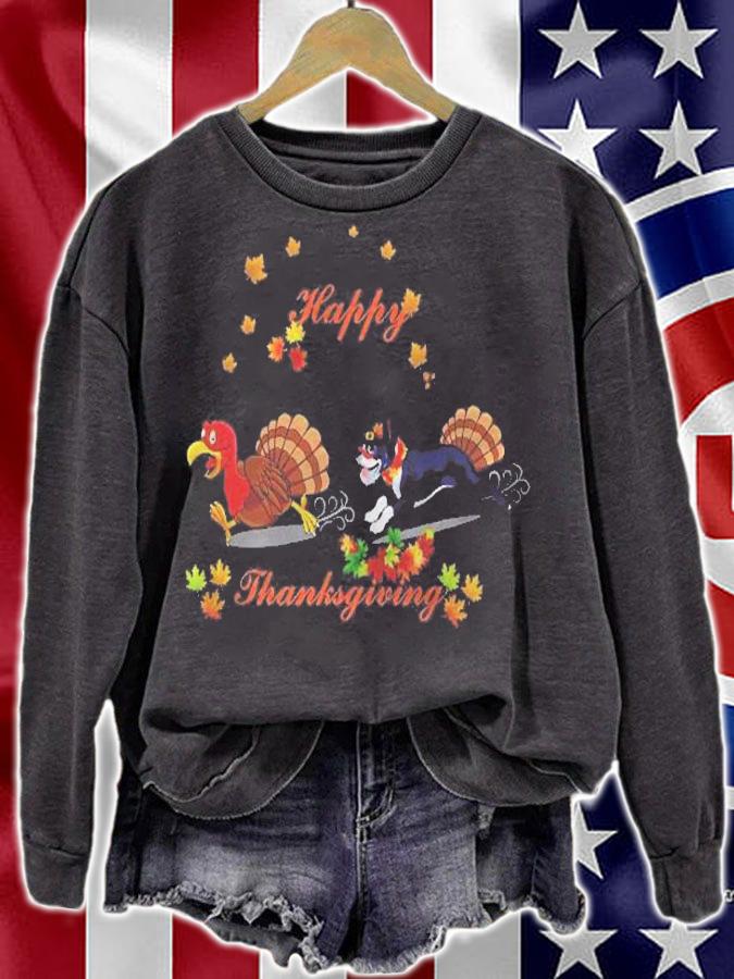 Happy Thanksgiving Boston Terrier Cute Gift Dog Lover Shirt sweatshirt