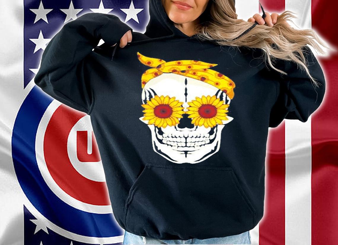 Funny Sunflower Skull Gift For Women Cool Skeleton Bandana T-Shirt hoodie