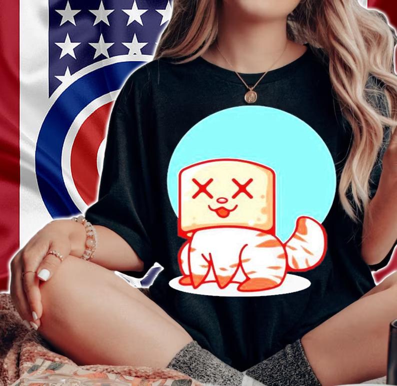 Little Cat Wearing A Marshmallow Mask Kitty Cats T-Shirt woman shirt