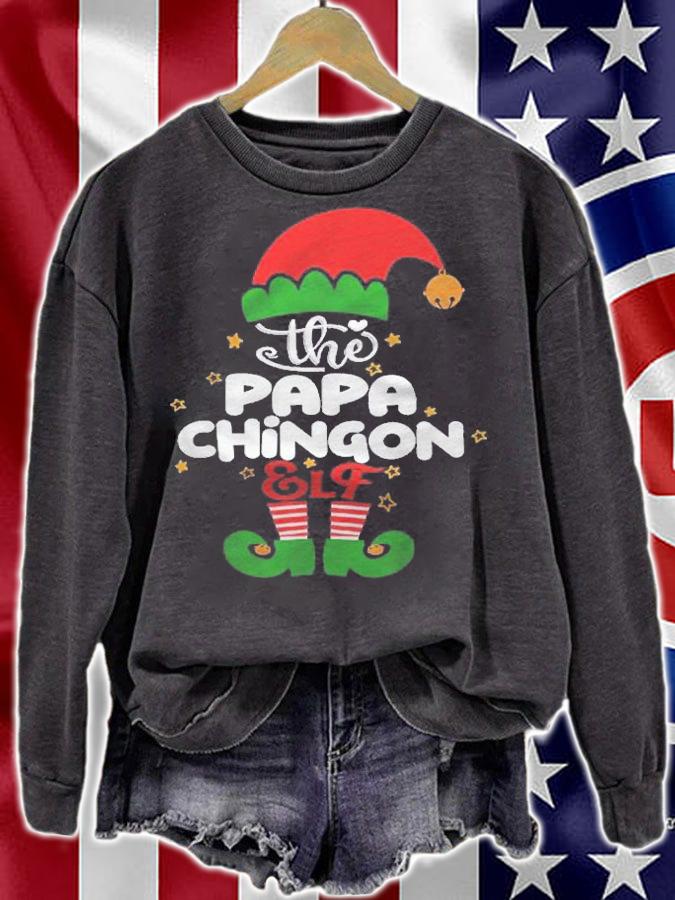 Papa Chingon Elf Matching Family Group Christmas Pajama Shirt sweatshirt