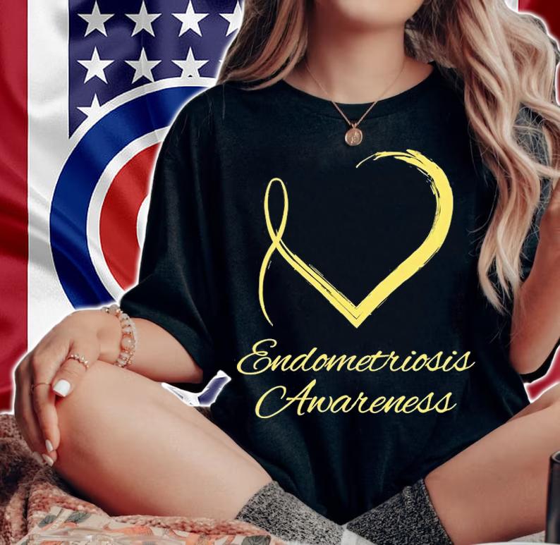 Endometriosis Awareness Gift Heart Endometriosis T-Shirt woman shirt