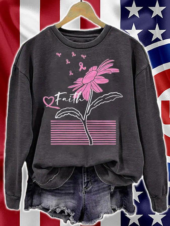 Faith Daisy Ribbon Breast Cancer shirt sweatshirt