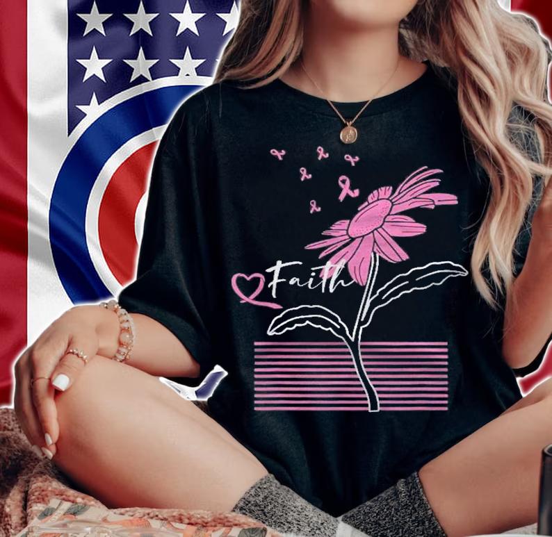 Faith Daisy Ribbon Breast Cancer shirt woman shirt