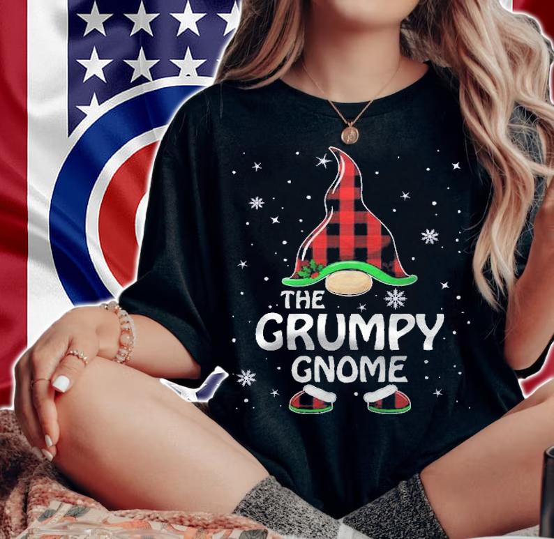 Grumpy Gnome Buffalo Plaid Matching Family Christmas Pajama Shirt woman shirt