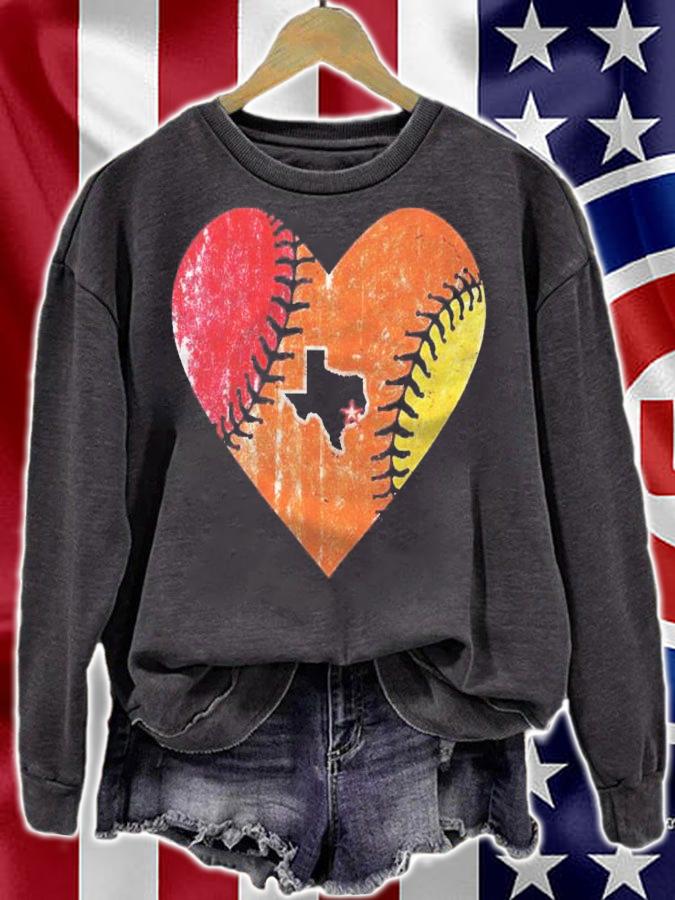 Houston Baseball Heart Vintage Throwback H Town Texas Gift Shirt sweatshirt