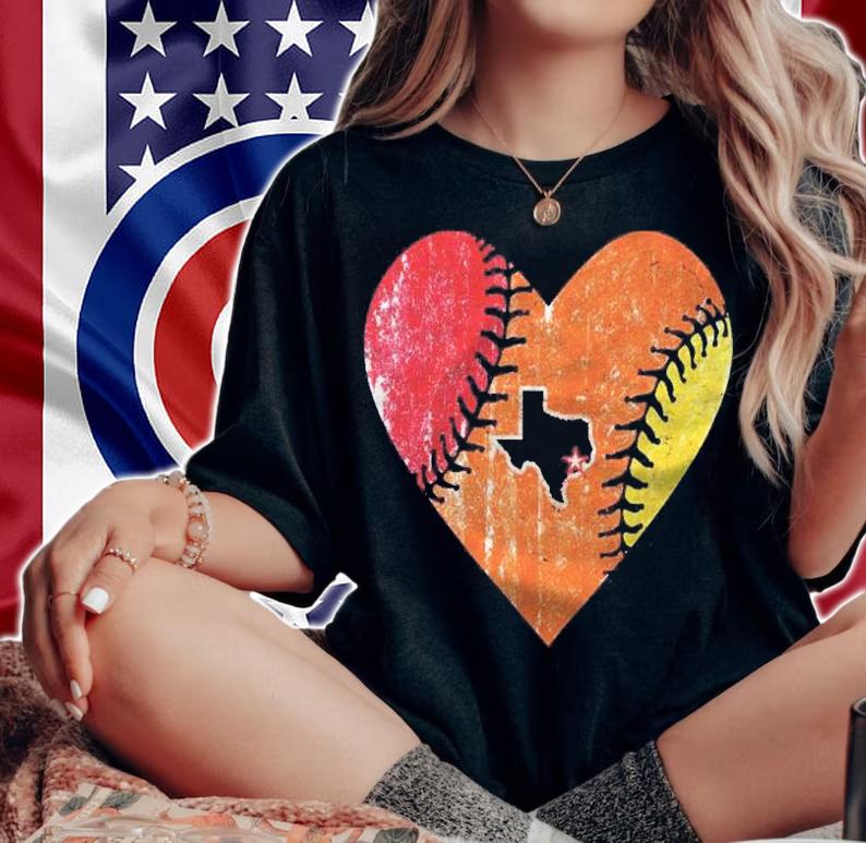 Houston Baseball Heart Vintage Throwback H Town Texas Gift Shirt woman shirt