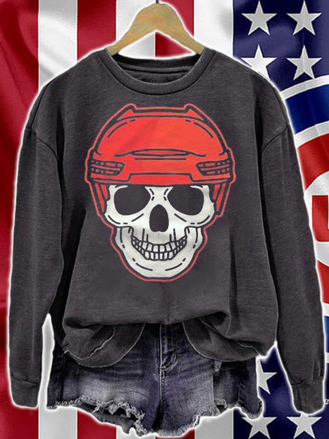 Ice Hockey Skull Skeleton Scary Cool Halloween Costume shirt sweatshirt