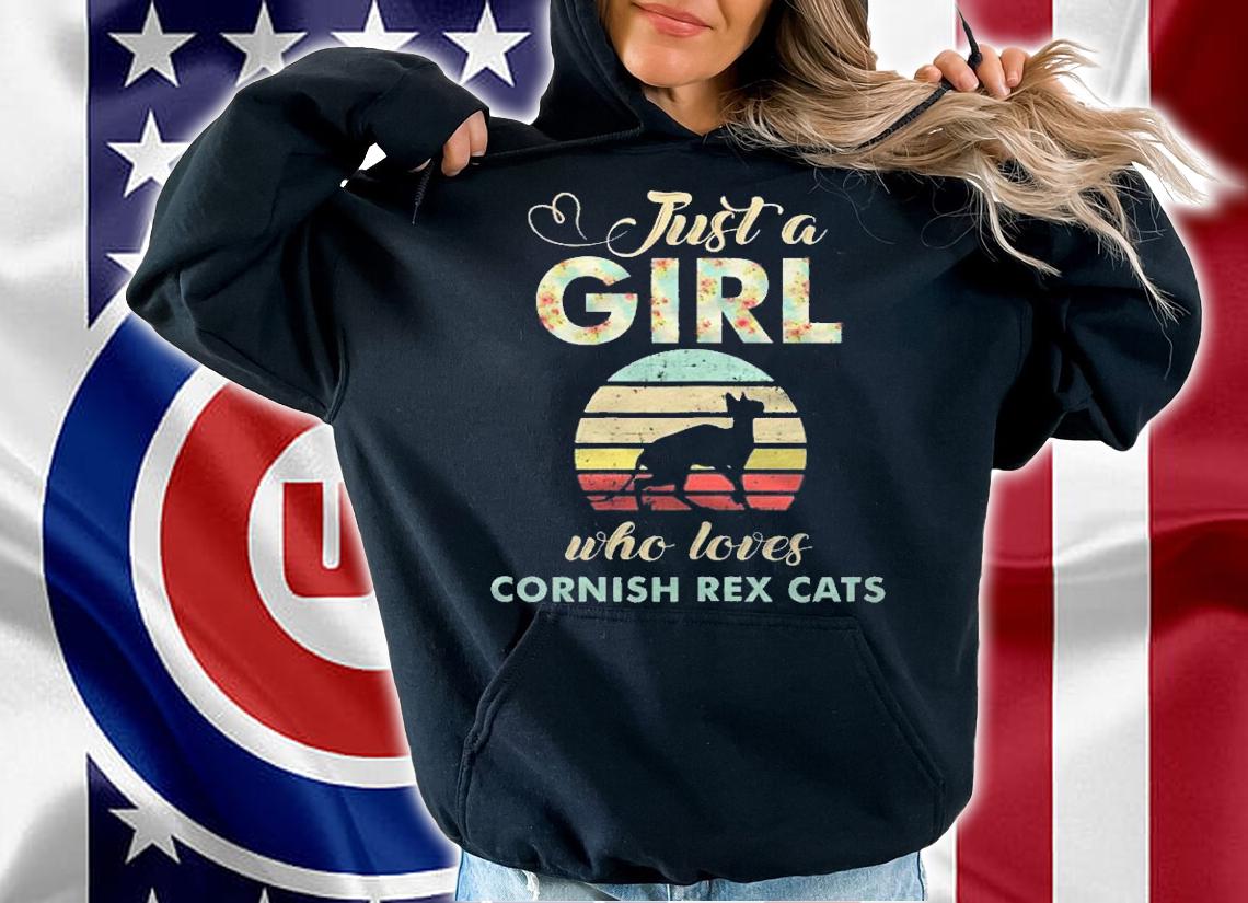 Just A Girl Who Loves Cornish Rex Cats Retro Vintage Cat Shirt hoodie