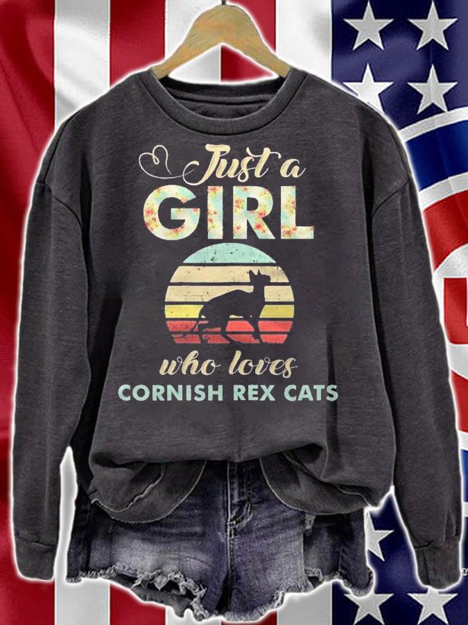 Just A Girl Who Loves Cornish Rex Cats Retro Vintage Cat Shirt sweatshirt
