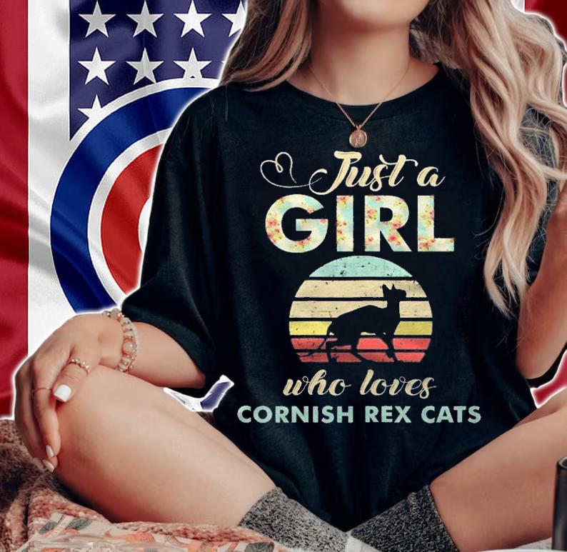 Just A Girl Who Loves Cornish Rex Cats Retro Vintage Cat Shirt woman shirt