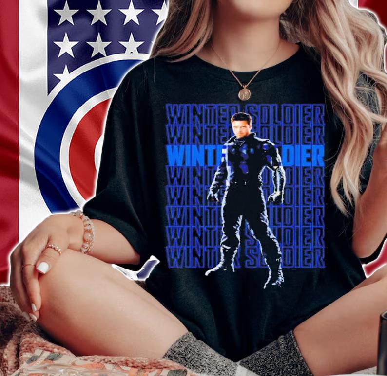 Marvel The Falcon And The Winter Soldier Bucky Text Stack Shirt