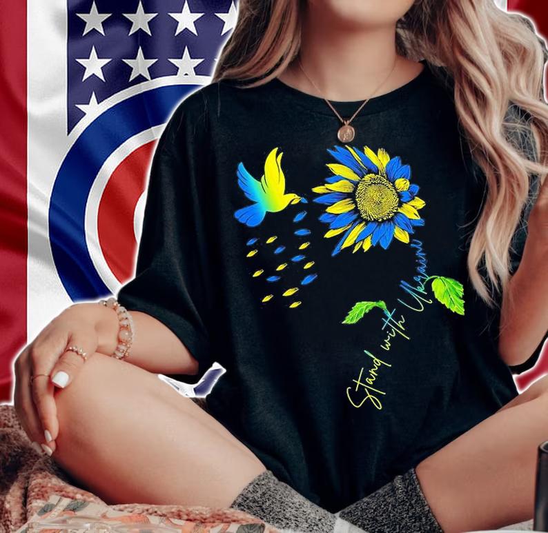 Peace In Ukraine Dove Stand With Ukraine Sunflower Ukraine Peace Ukraine T-Shirt woman shirt