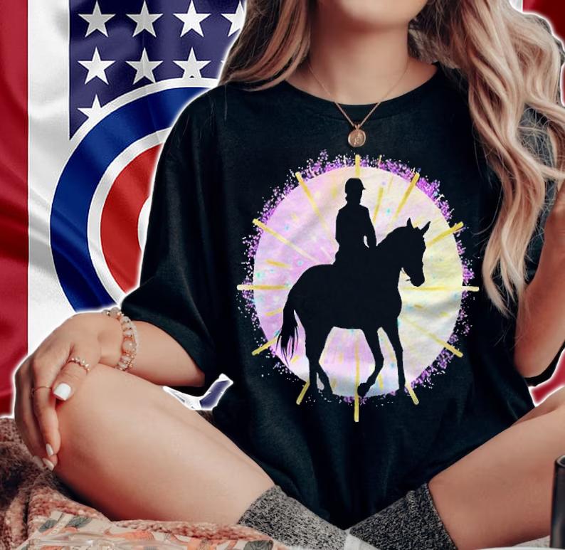 Pink horse riding girl birthday rider equestrian show T-shirt