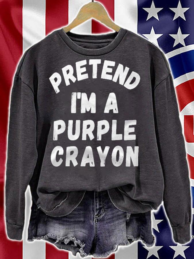Pretend Purple Crayon Funny Lazy Halloween Costume Party Shirt sweatshirt