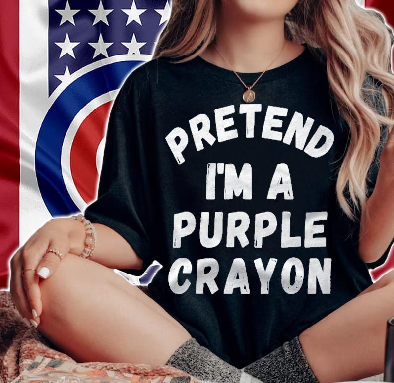 Pretend Purple Crayon Funny Lazy Halloween Costume Party Shirt woman shirt