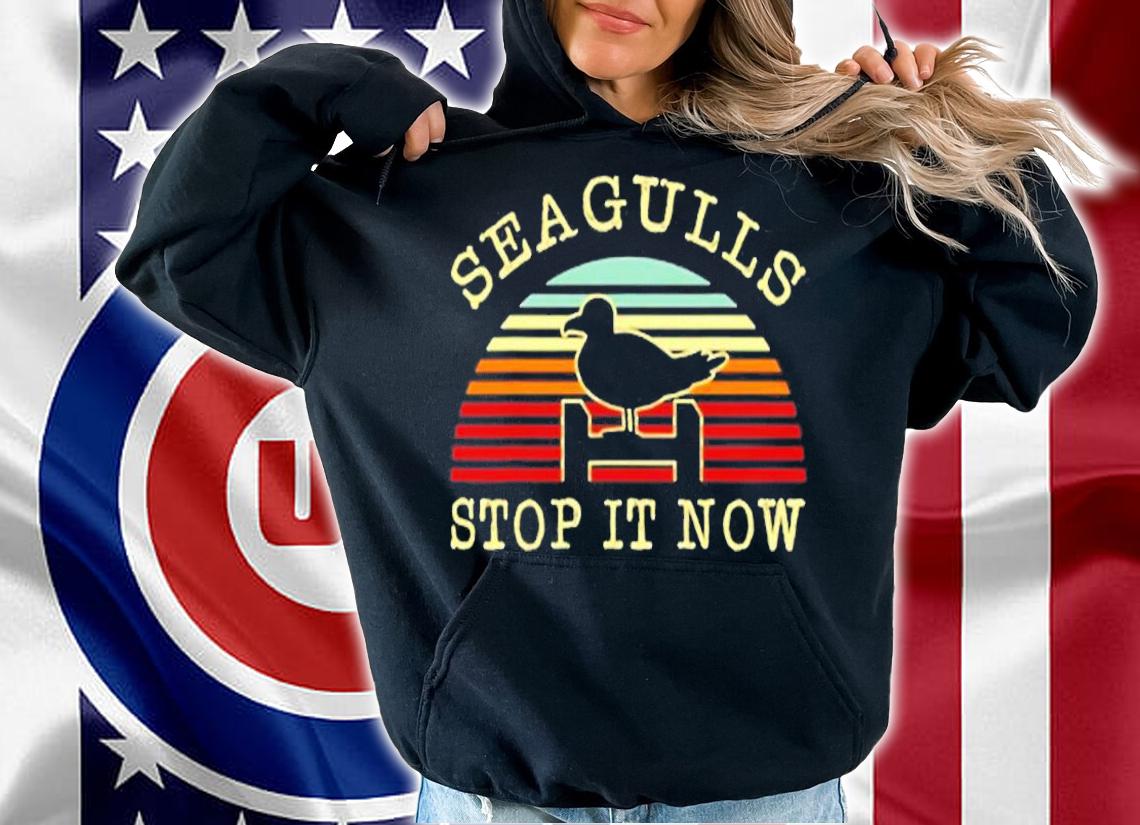 Seagulls Stop It Now Flying Bird Grey And White Gulls Mews T-Shirt hoodie