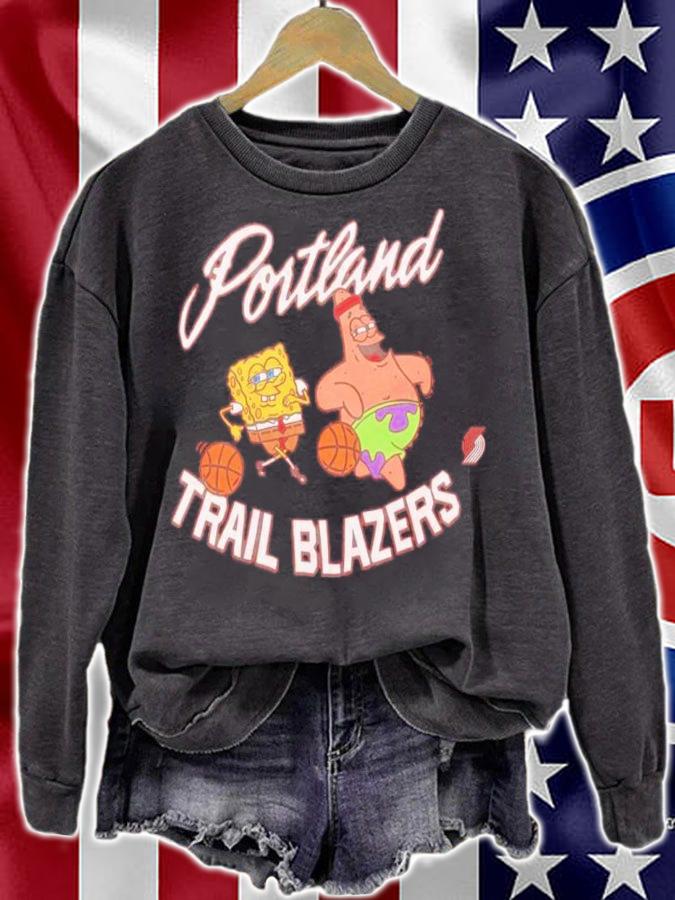 SpongeBob And Patrick X Portland Trail Blazers Basketball Shirt