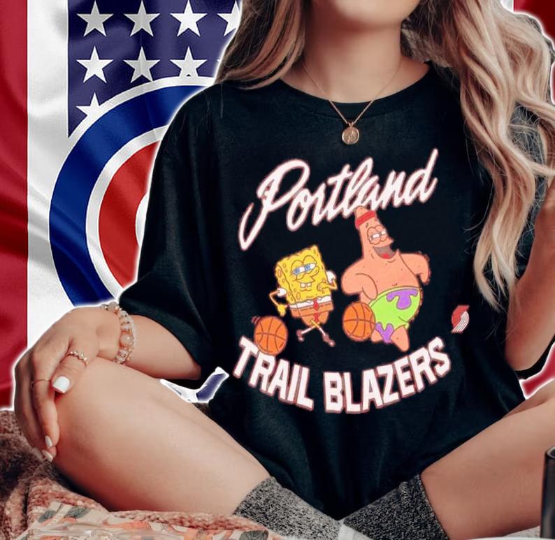 SpongeBob And Patrick X Portland Trail Blazers Basketball Shirt