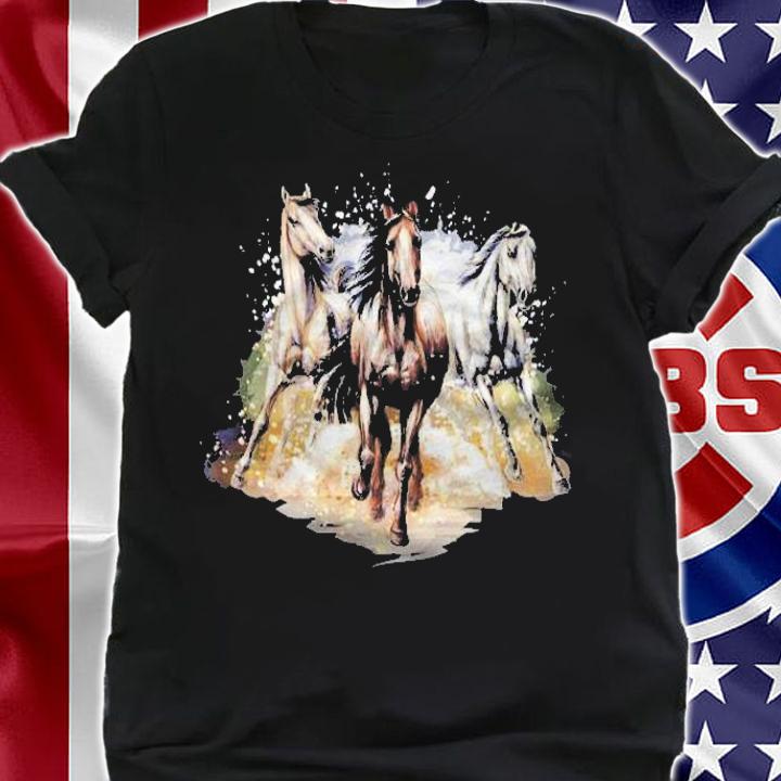 Three Horses Run Gallop Horse Lover Shirt