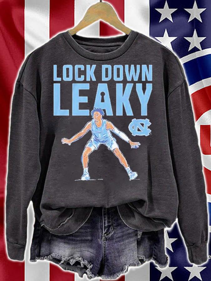 Unc Basketball Lock Down Leaky Black T-Shirt sweatshirt