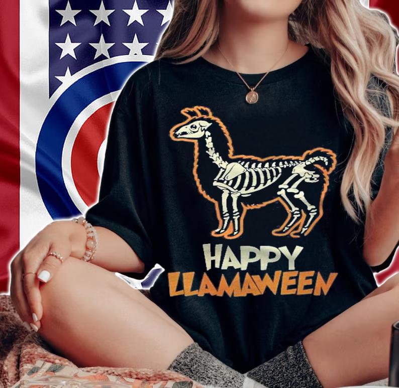 Womens Llama Skeleton Halloween Happy Llamaween For Men Womens Kids T-shirt woman shirt