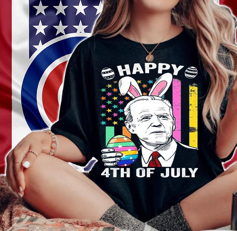 Joe Biden Funny Happy 4th Of July Confused Easter Day American Flag t-shirt woman shirt