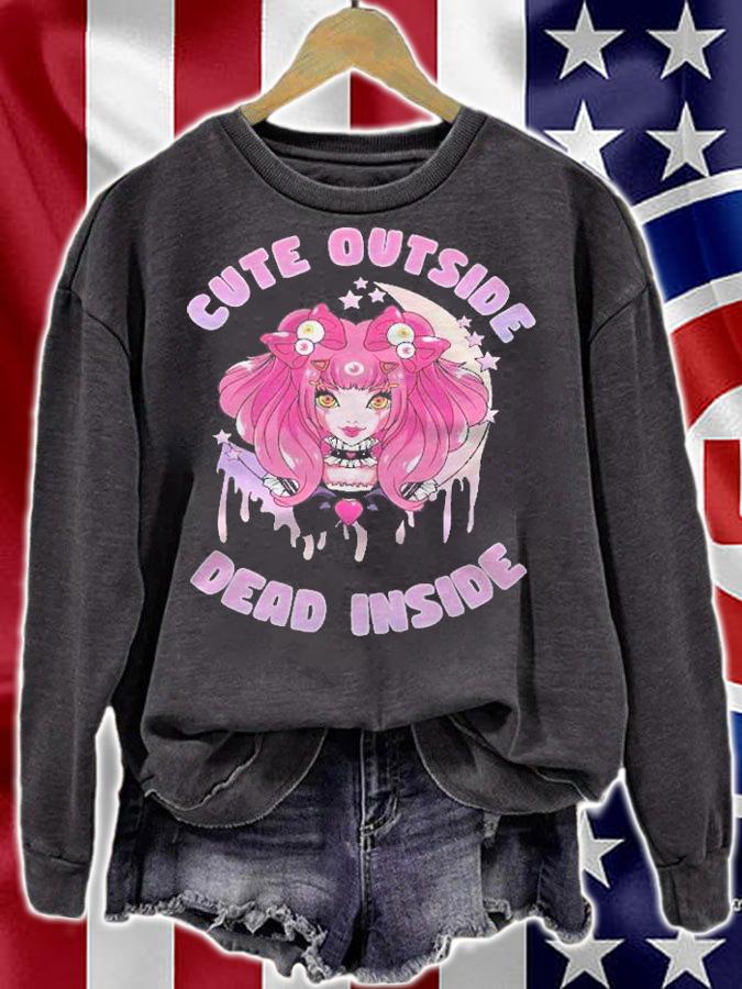 Cute Outside Dead Inside Pastel Goth Anime Girl Shirt sweatshirt