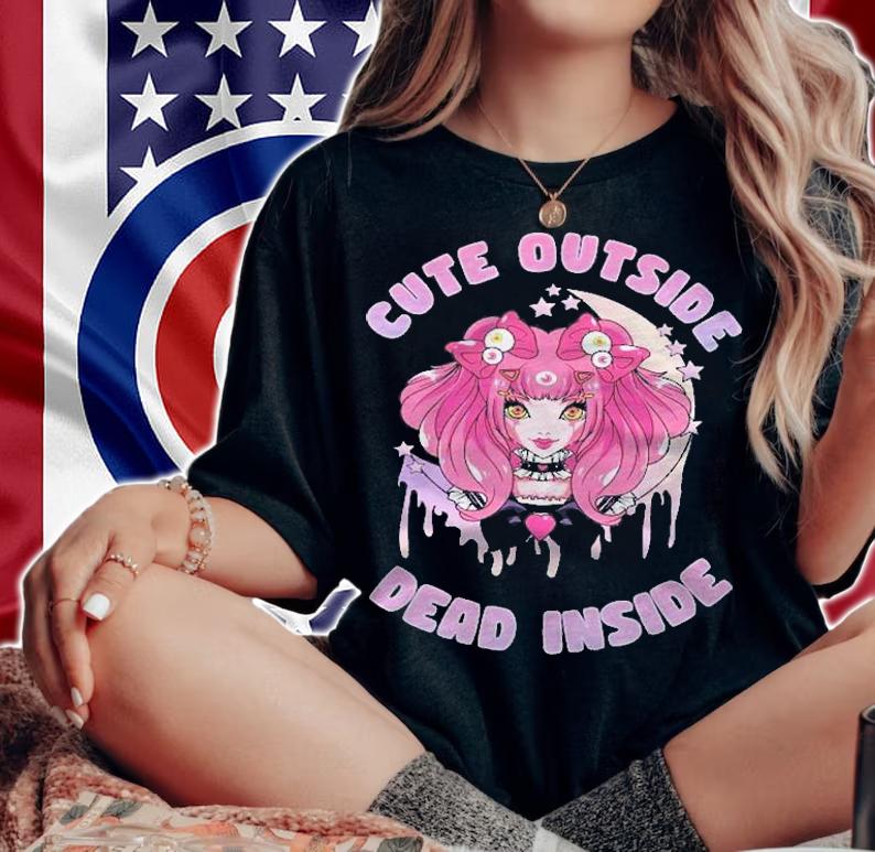 Cute Outside Dead Inside Pastel Goth Anime Girl Shirt woman shirt