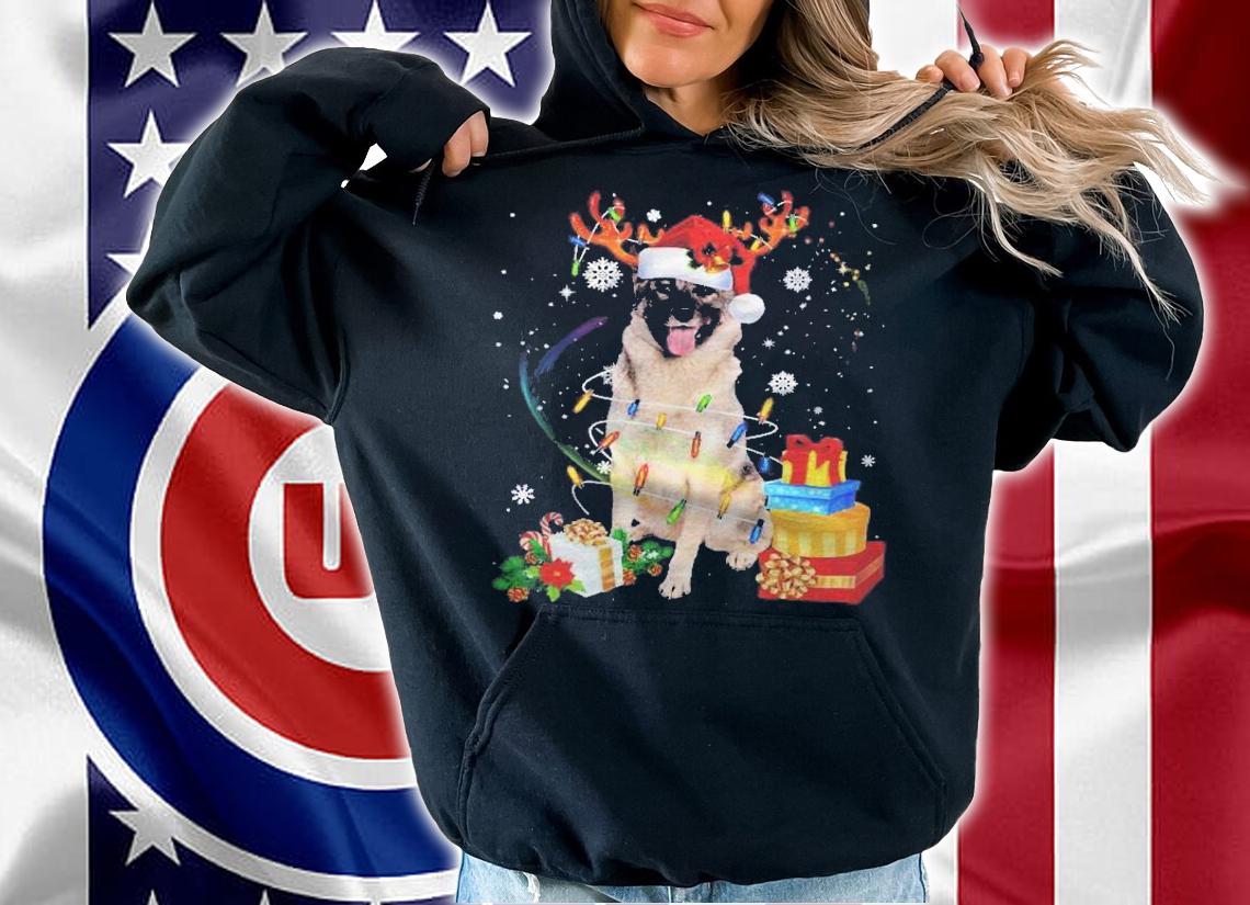 Norwegian Elkhound Reindeer Christmas Lights Funny Dog Gift Shirt