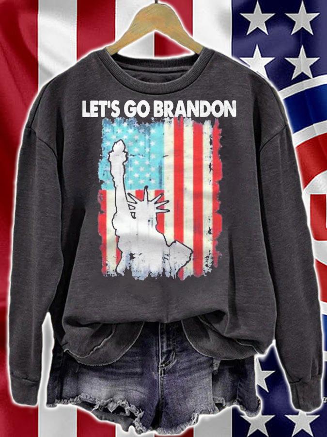 Statue Of Liberty LetS Go Brandon American Flag 2021 Premium Shirt sweatshirt