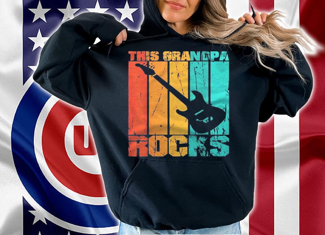 This Grandpa Rocks Design Fathers Day Birthday Guitar Shirt hoodie