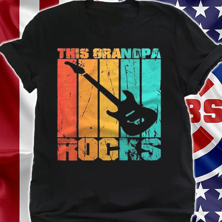 This Grandpa Rocks Design Fathers Day Birthday Guitar Shirt shirt