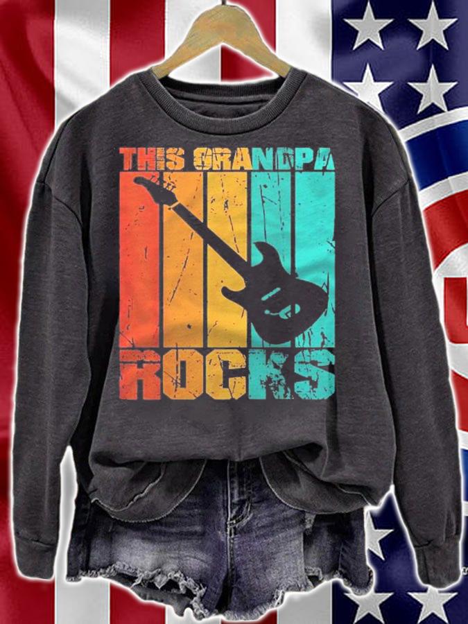 This Grandpa Rocks Design Fathers Day Birthday Guitar Shirt sweatshirt
