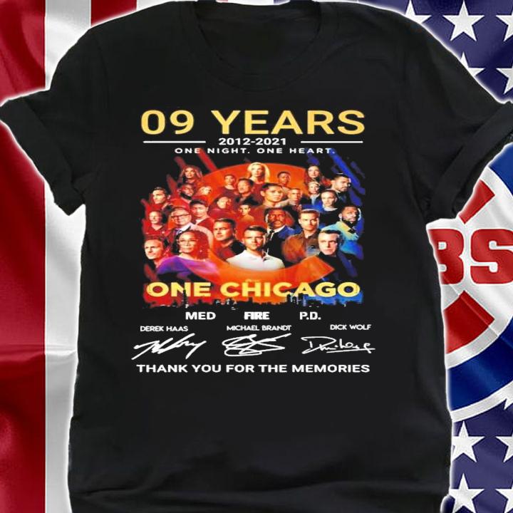 09 Years 2012 2021 One Night One Heart One Chicago Signatures Thank You For The Memories t-shirt shirt