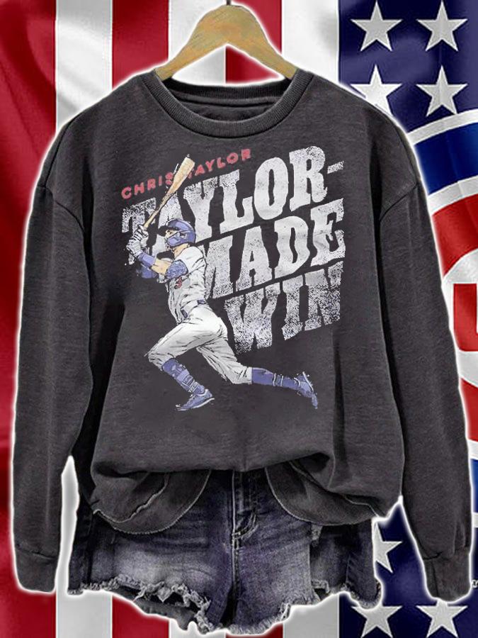 Chris taylor taylor made win los angeles baseball shirt sweatshirt