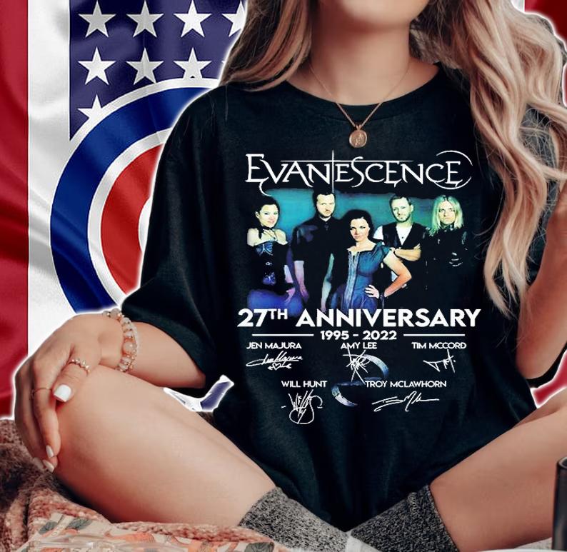 Evanescence Anniversary 1995 2022 Thank You For The Memories Signatures T-Shirt